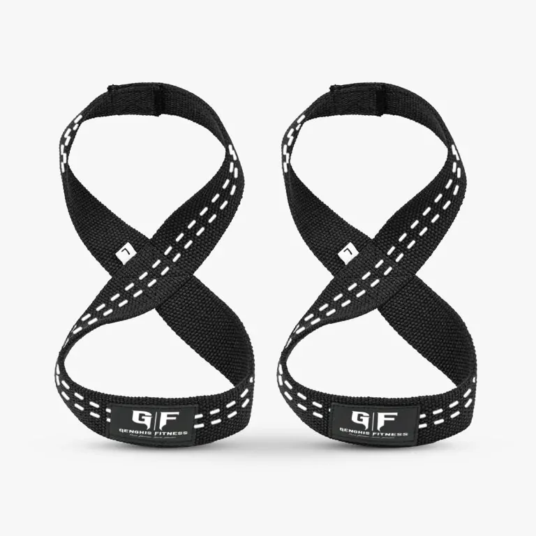 Genghis Fitness Figure-8 Lifting Straps Deadlift Black Side View