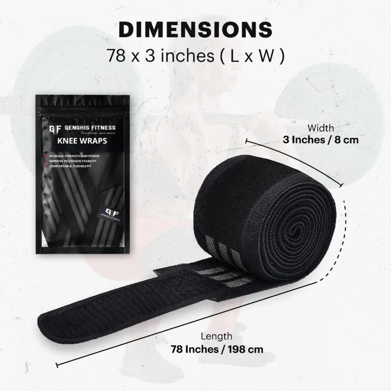 Genghis Fitness 78 Inch Knee Wraps Weightlifting Dimensions Guide