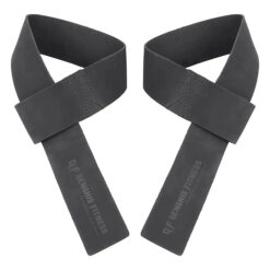 Leather Lifting Straps Black double