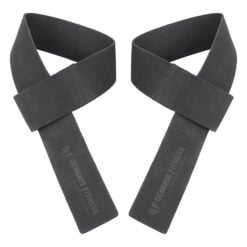 Leather Lifting Straps Black double