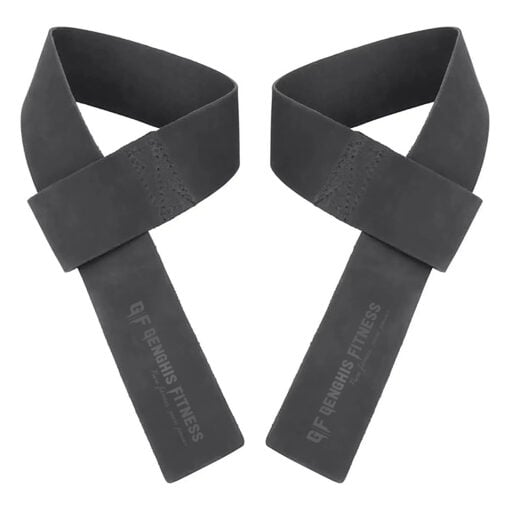 Leather Lifting Straps Black double
